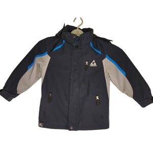 GERRY Hooded Ski Jacket Youth XS 5/6 Navy Blue Gray Snow Winter Cold Coat